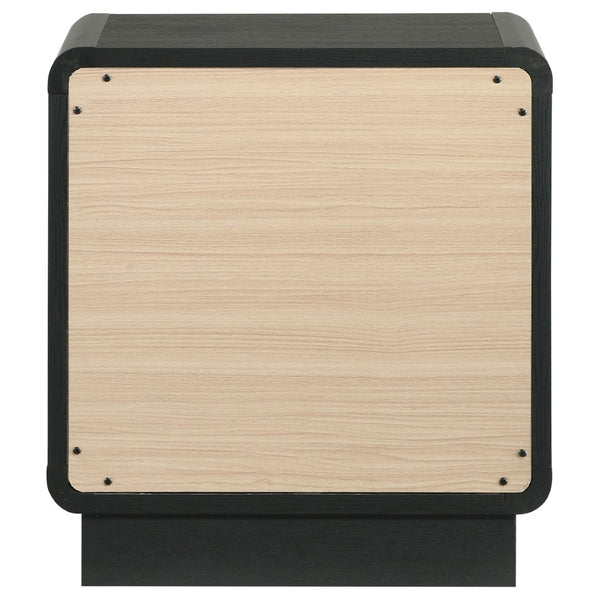 English Elm Burton Matte Black Two Drawer Nightstand with Brass Knobs for Modern Bedroom B062P511853