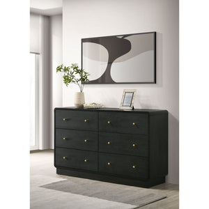 English Elm Burton Six Drawer Matte Black Dresser with Brass Knobs for Modern Bedroom Storage B062P511856