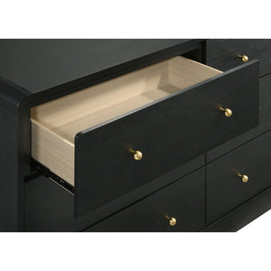 English Elm Burton Six Drawer Matte Black Dresser with Brass Knobs for Modern Bedroom Storage B062P511856