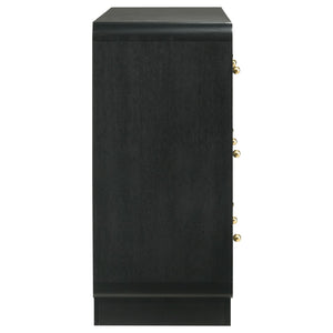 English Elm Burton Six Drawer Matte Black Dresser with Brass Knobs for Modern Bedroom Storage B062P511856