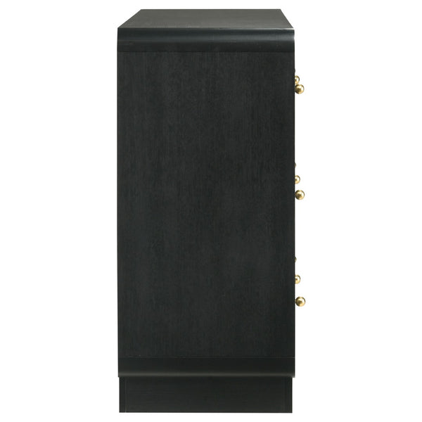 English Elm Burton Six Drawer Matte Black Dresser with Brass Knobs for Modern Bedroom Storage B062P511856