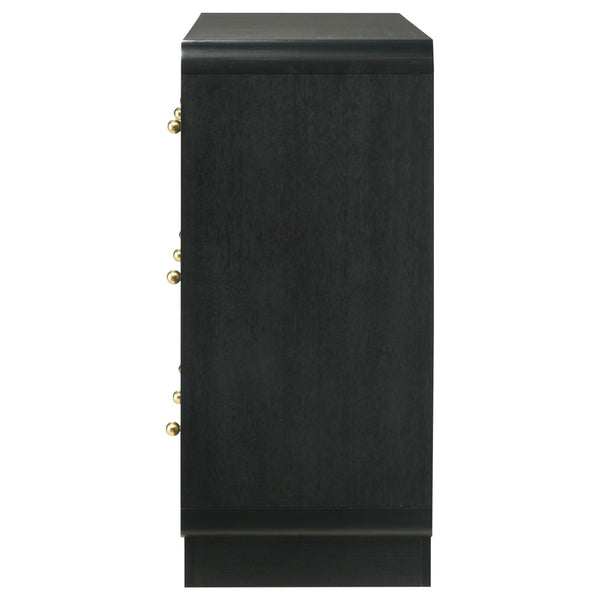 English Elm Burton Six Drawer Matte Black Dresser with Brass Knobs for Modern Bedroom Storage B062P511856