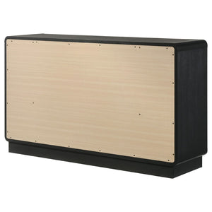 English Elm Burton Six Drawer Matte Black Dresser with Brass Knobs for Modern Bedroom Storage B062P511856