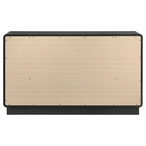 English Elm Burton Six Drawer Matte Black Dresser with Brass Knobs for Modern Bedroom Storage B062P511856