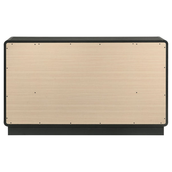 English Elm Burton Six Drawer Matte Black Dresser with Brass Knobs for Modern Bedroom Storage B062P511856