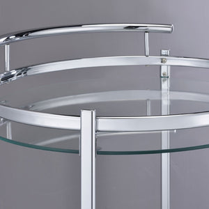 English Elm Osborne Polished Chrome Bar Cart with Tempered Glass Shelves for Elegant Entertaining B062P511860