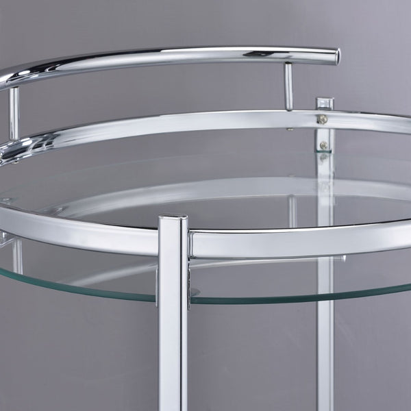 English Elm Osborne Polished Chrome Bar Cart with Tempered Glass Shelves for Elegant Entertaining B062P511860