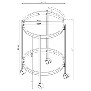 English Elm Osborne Polished Chrome Bar Cart with Tempered Glass Shelves for Elegant Entertaining B062P511860