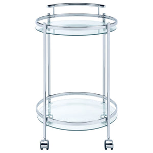 English Elm Osborne Polished Chrome Bar Cart with Tempered Glass Shelves for Elegant Entertaining B062P511860