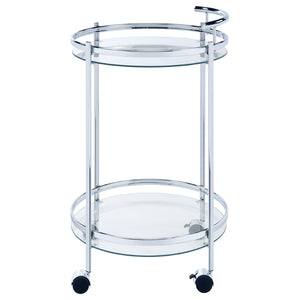 English Elm Osborne Polished Chrome Bar Cart with Tempered Glass Shelves for Elegant Entertaining B062P511860