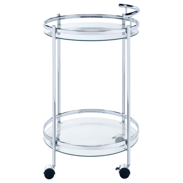 English Elm Osborne Polished Chrome Bar Cart with Tempered Glass Shelves for Elegant Entertaining B062P511860