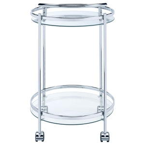English Elm Osborne Polished Chrome Bar Cart with Tempered Glass Shelves for Elegant Entertaining B062P511860