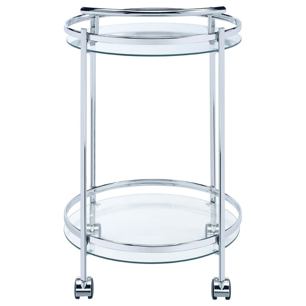 English Elm Osborne Polished Chrome Bar Cart with Tempered Glass Shelves for Elegant Entertaining B062P511860