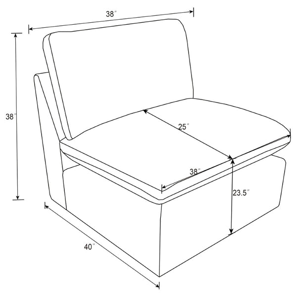 English Elm Hollander Polyester Upholstered Armless Accent Chair for Modular Living Room Sectionals Grey B062P511884