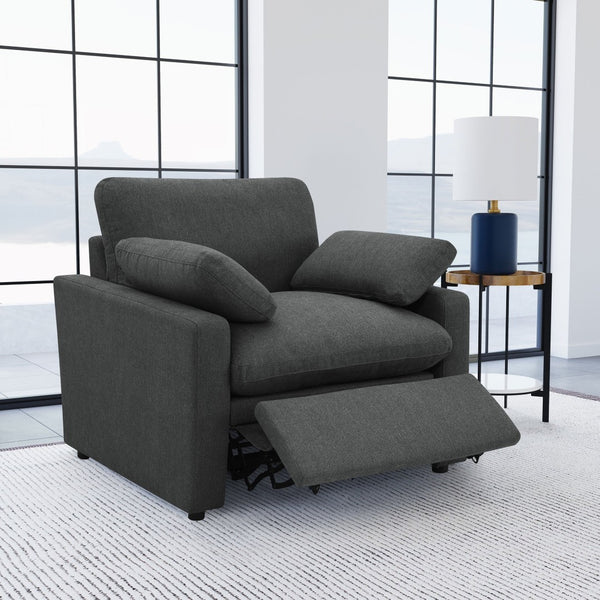 English Elm Hollander Polyester Upholstered Power Recliner Chair for Transitional Living Rooms Dark Grey B062P511889