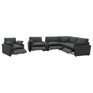 English Elm Hollander Polyester Upholstered Power Recliner Chair for Transitional Living Rooms Dark Grey B062P511889