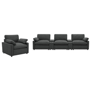 English Elm Hollander Polyester Upholstered Power Recliner Chair for Transitional Living Rooms Dark Grey B062P511889