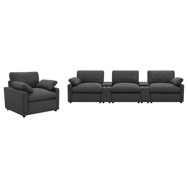 English Elm Hollander Polyester Upholstered Power Recliner Chair for Transitional Living Rooms Dark Grey B062P511889
