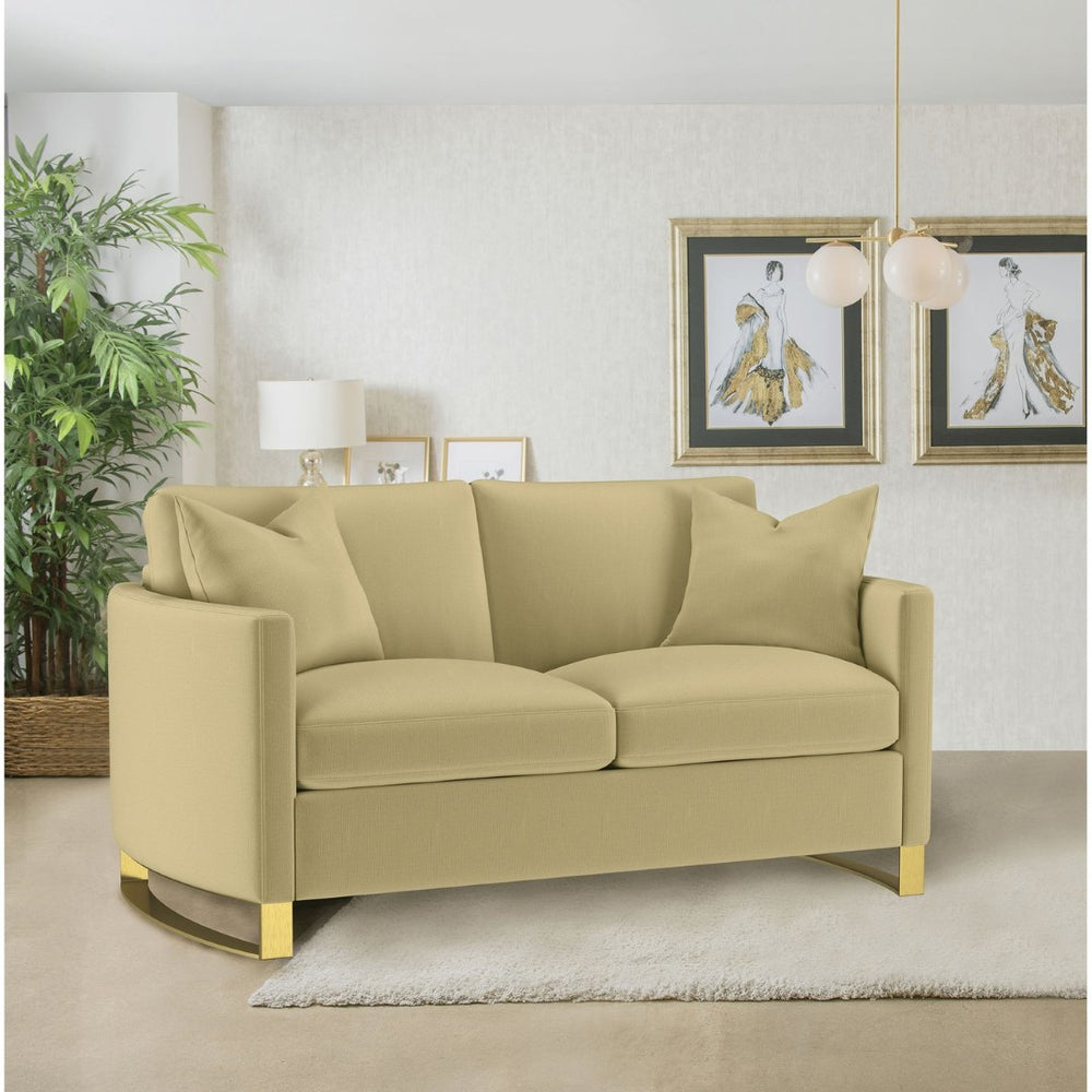 English Elm Whittier Velvet Loveseat with Gold Legs Curved Arms and Pocket Coil Cushions B062P511899