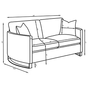 English Elm Whittier Velvet Loveseat with Gold Legs Curved Arms and Pocket Coil Cushions B062P511899