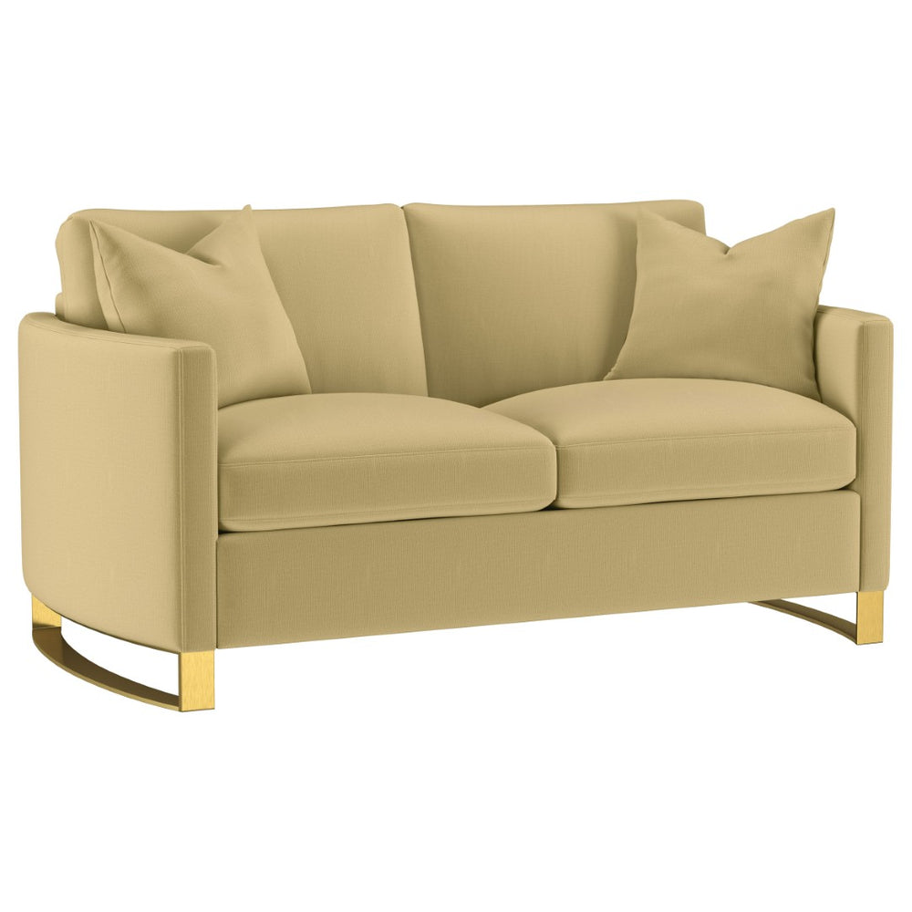 English Elm Whittier Velvet Loveseat with Gold Legs Curved Arms and Pocket Coil Cushions B062P511899