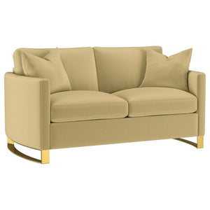 English Elm Whittier Velvet Loveseat with Gold Legs Curved Arms and Pocket Coil Cushions B062P511899