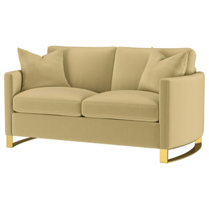 English Elm Whittier Velvet Loveseat with Gold Legs Curved Arms and Pocket Coil Cushions B062P511899