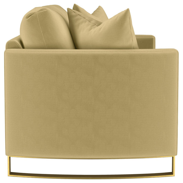 English Elm Whittier Velvet Loveseat with Gold Legs Curved Arms and Pocket Coil Cushions B062P511899
