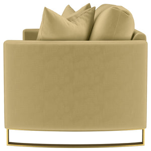 English Elm Whittier Velvet Loveseat with Gold Legs Curved Arms and Pocket Coil Cushions B062P511899