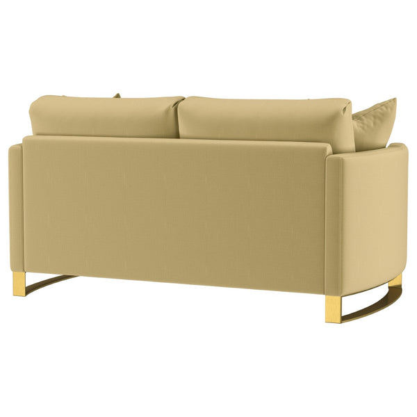 English Elm Whittier Velvet Loveseat with Gold Legs Curved Arms and Pocket Coil Cushions B062P511899