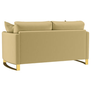 English Elm Whittier Velvet Loveseat with Gold Legs Curved Arms and Pocket Coil Cushions B062P511899