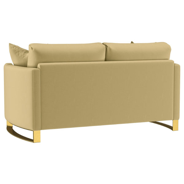 English Elm Whittier Velvet Loveseat with Gold Legs Curved Arms and Pocket Coil Cushions B062P511899
