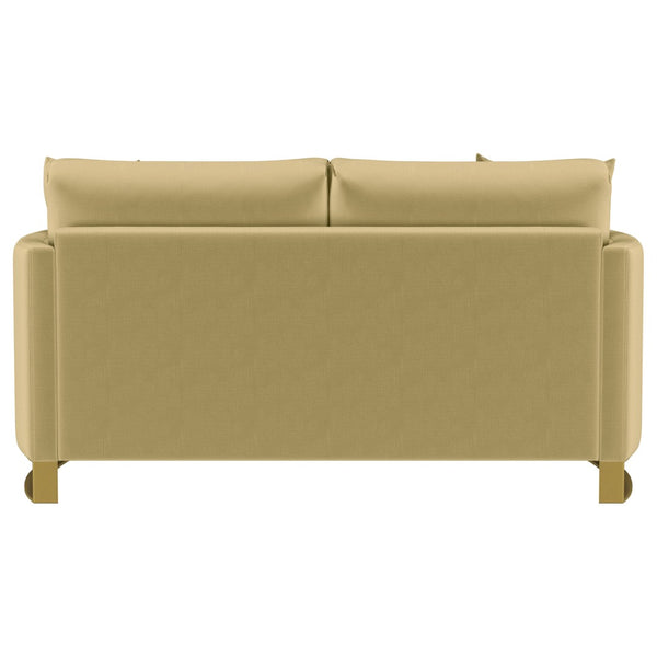 English Elm Whittier Velvet Loveseat with Gold Legs Curved Arms and Pocket Coil Cushions B062P511899