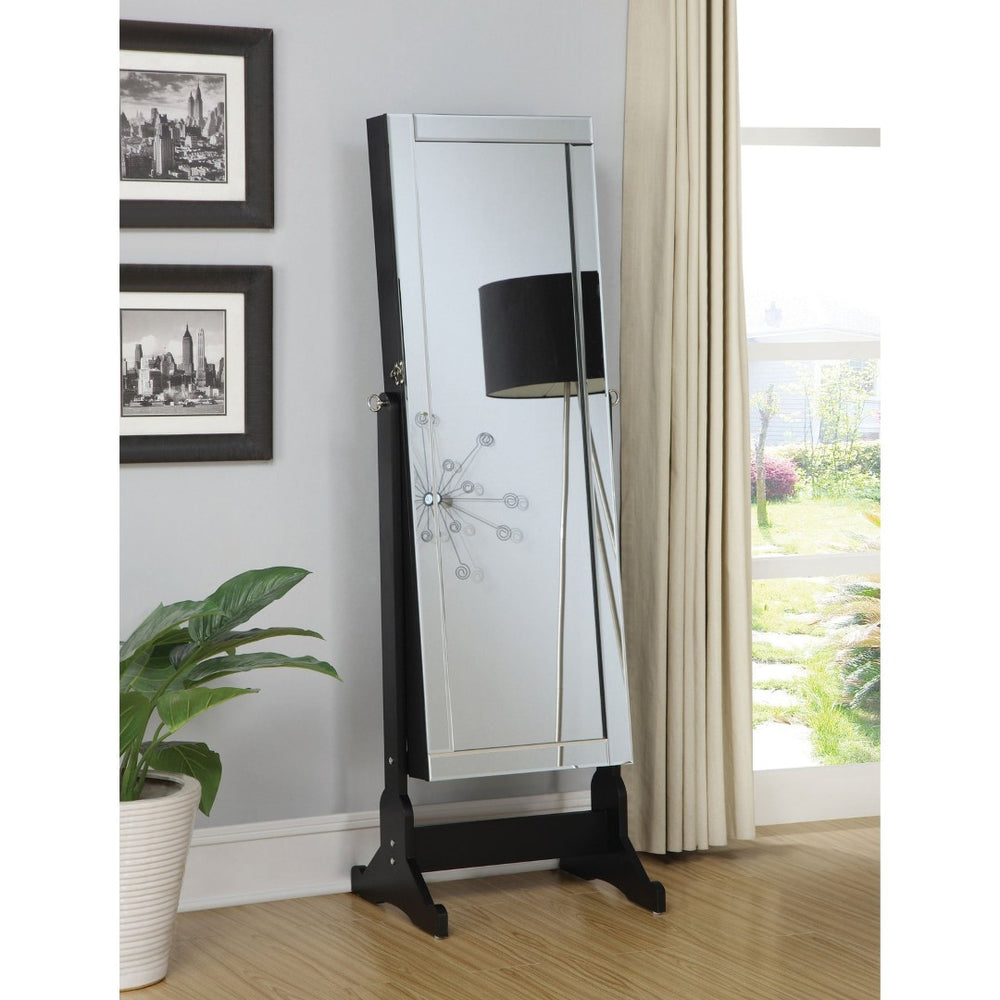 English Elm Radavera Matte Black Full Length Cheval Mirror with Hidden Jewelry Storage Compartment B062P511906