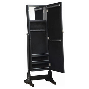 English Elm Radavera Matte Black Full Length Cheval Mirror with Hidden Jewelry Storage Compartment B062P511906