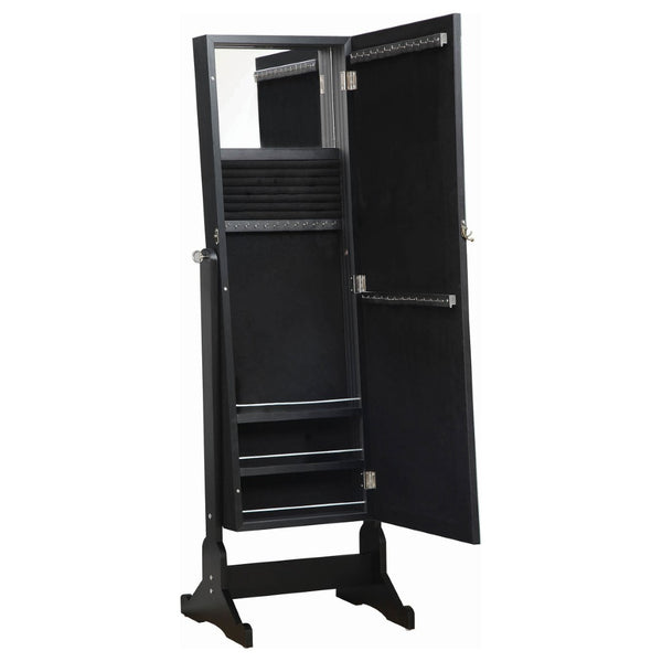 English Elm Radavera Matte Black Full Length Cheval Mirror with Hidden Jewelry Storage Compartment B062P511906