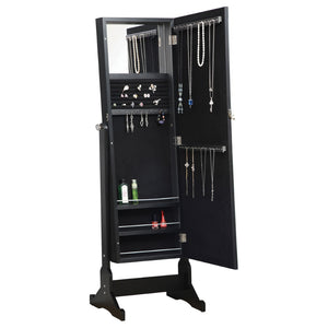 English Elm Radavera Matte Black Full Length Cheval Mirror with Hidden Jewelry Storage Compartment B062P511906