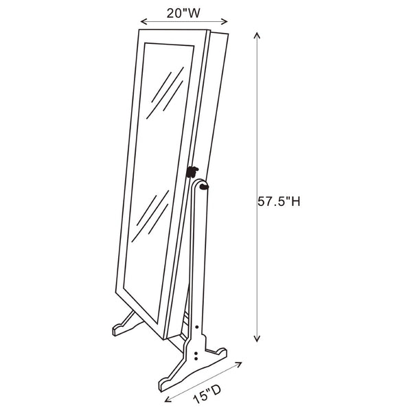 English Elm Radavera Matte Black Full Length Cheval Mirror with Hidden Jewelry Storage Compartment B062P511906