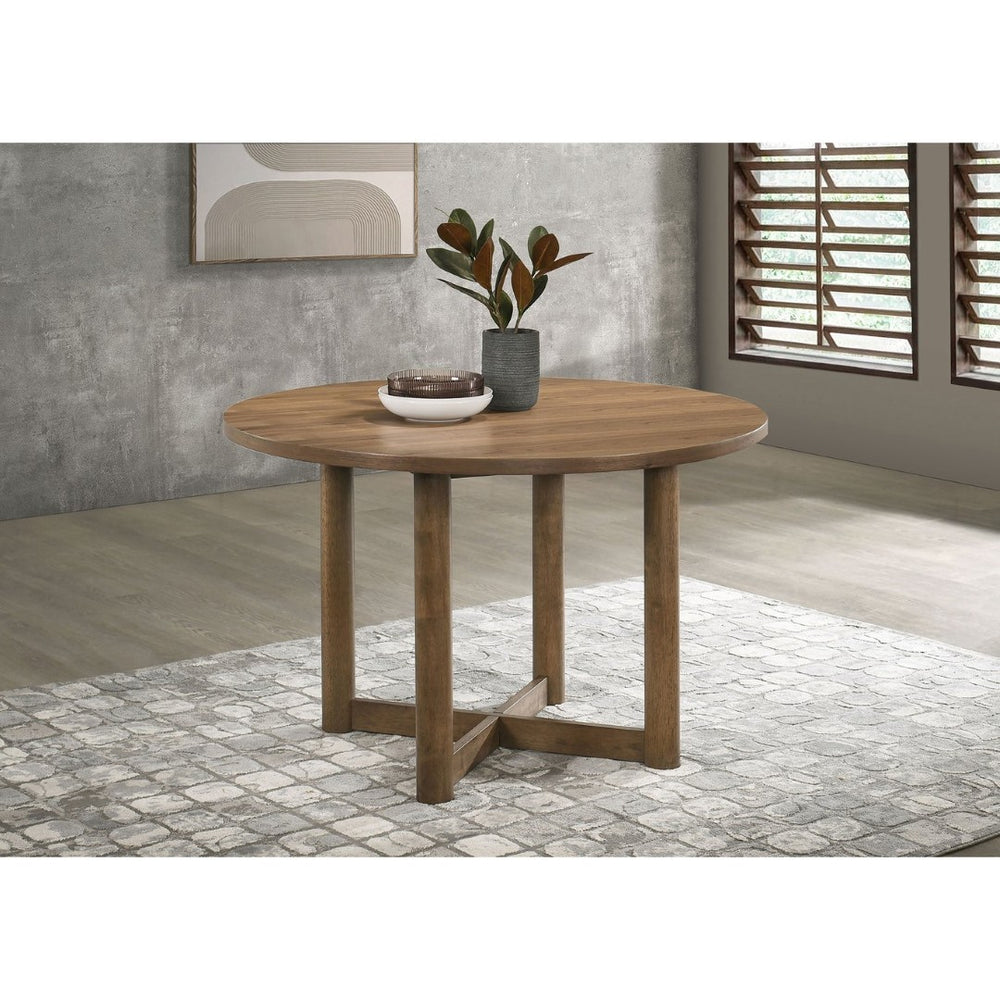 English Elm Graham Round Walnut Veneer Dining Table with X-cross Base for Modern Rooms B062P511915