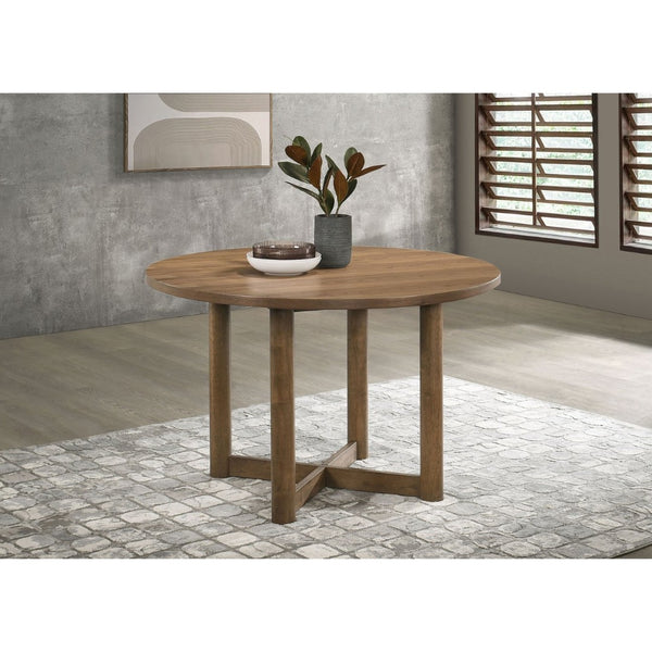 English Elm Graham Round Walnut Veneer Dining Table with X-cross Base for Modern Rooms B062P511915