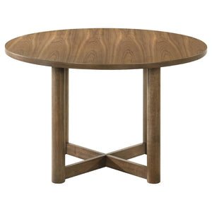 English Elm Graham Round Walnut Veneer Dining Table with X-cross Base for Modern Rooms B062P511915