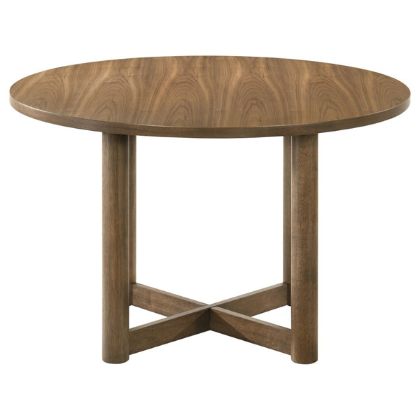 English Elm Graham Round Walnut Veneer Dining Table with X-cross Base for Modern Rooms B062P511915