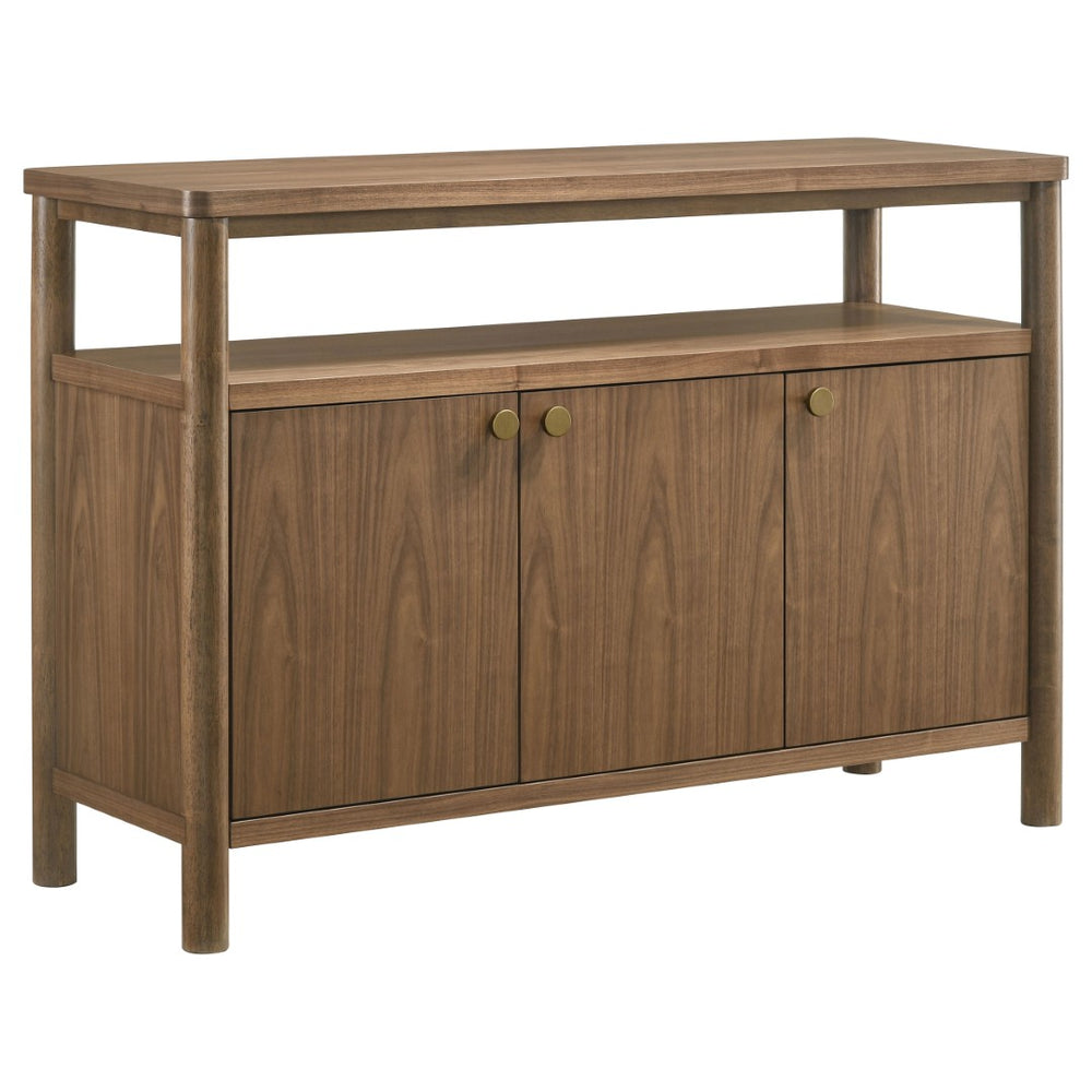 English Elm Graham Walnut Veneer Sideboard with Three Doors Open Shelf and Adjustable Storage B062P511916