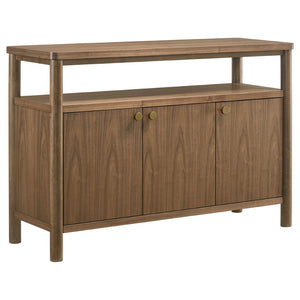 English Elm Graham Walnut Veneer Sideboard with Three Doors Open Shelf and Adjustable Storage B062P511916