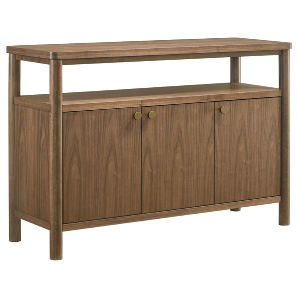 English Elm Graham Walnut Veneer Sideboard with Three Doors Open Shelf and Adjustable Storage B062P511916