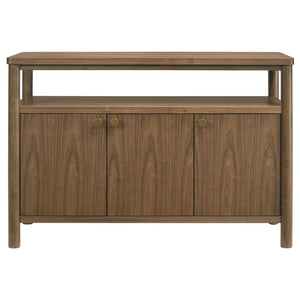 English Elm Graham Walnut Veneer Sideboard with Three Doors Open Shelf and Adjustable Storage B062P511916