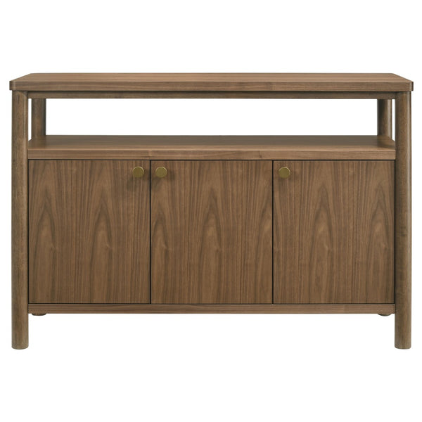 English Elm Graham Walnut Veneer Sideboard with Three Doors Open Shelf and Adjustable Storage B062P511916
