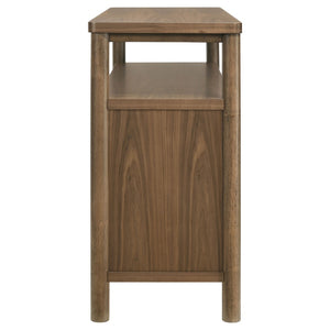 English Elm Graham Walnut Veneer Sideboard with Three Doors Open Shelf and Adjustable Storage B062P511916