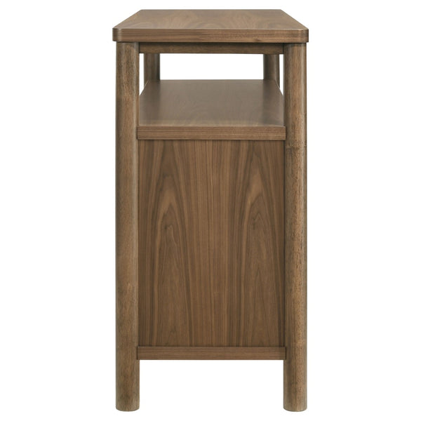 English Elm Graham Walnut Veneer Sideboard with Three Doors Open Shelf and Adjustable Storage B062P511916
