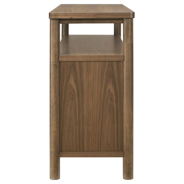 English Elm Graham Walnut Veneer Sideboard with Three Doors Open Shelf and Adjustable Storage B062P511916